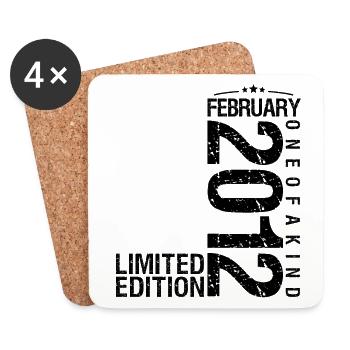 Birthday February 2012 February born in February - Coasters (set of 4) - white - Front