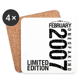 Birthday February 2007 February born in February - Coasters (set of 4) - white - Front