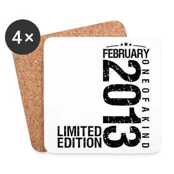 Birthday February 2013 February born in February - Coasters (set of 4) - white - Front