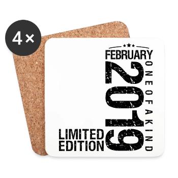 Birthday February 2019 February born in February - Coasters (set of 4) - white - Front