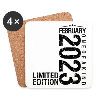 Birthday February 2023 February born in February - Coasters (set of 4) - white - Front