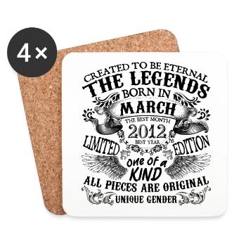 Birthday 2012 March 2012 born in March 2012 - Coasters (set of 4) - white - Front
