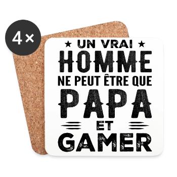 A Real Man Is Just a Dad and Gamer - Coasters (set of 4) - white - Front