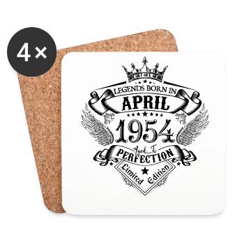 Geburtstag April 1954 April Geburtstag 1954 - Untersetzer (4er-Set) - Weiß - Vorne