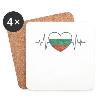 Bulgaria Heart Heartbeat - Coasters (set of 4) - white - Front