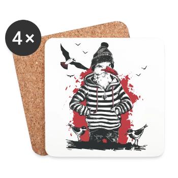 Seagull Sailor Captain Sailor North Sea Baltic Sea Moin - Coasters (set of 4) - white - Front