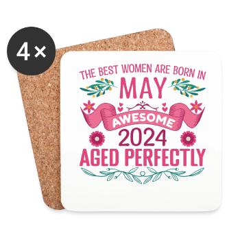 Mai 2024 anniversaire femme Mai 2024 anniversaire - Dessous de verre (lot de 4) - blanc - Devant