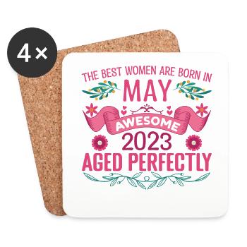 Mai 2023 anniversaire femme Mai 2023 anniversaire - Dessous de verre (lot de 4) - blanc - Devant