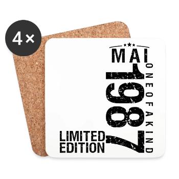 Anniversaire Mai 1987 Mai né en Mai - Dessous de verre (lot de 4) - blanc - Devant