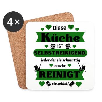 Sprüche für die Küche - lustige Sätze zum Kochen - Untersetzer (4er-Set) - Weiß - Vorne