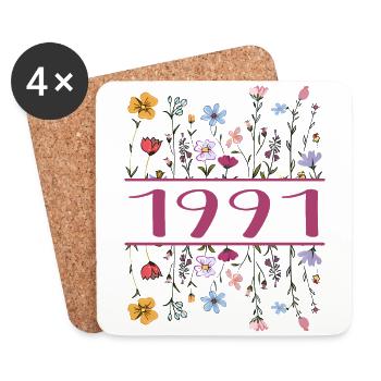 1991 Legendär Seit 1991 Geburtstag 1991 Frauen - Untersetzer (4er-Set) - Weiß - Vorne