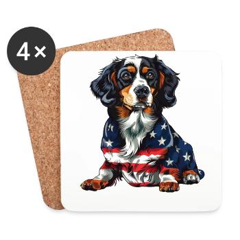Bernese Mountain Dog 4th of July American Flag - Untersetzer (4er-Set) - Weiß - Vorne