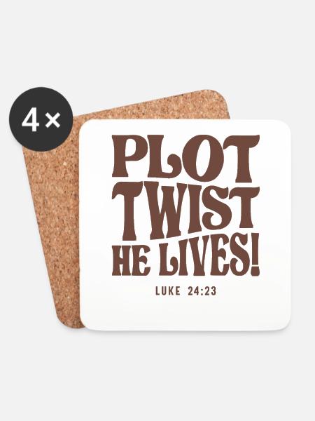 Wendung der Handlung Er lebt Lukas 24:23 Bibelvers Christus - Untersetzer (4er-Set) - Weiß