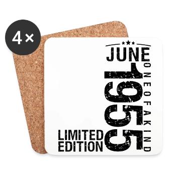 Birthday June 1955 June born in June 1955 - Coasters (set of 4) - white - Front