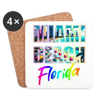 Miami Beach - Florida - Coasters (set of 4) - white - Front