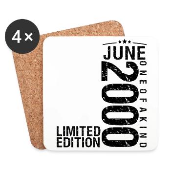 Birthday June 2000 June born in June 2000 - Coasters (set of 4) - white - Front