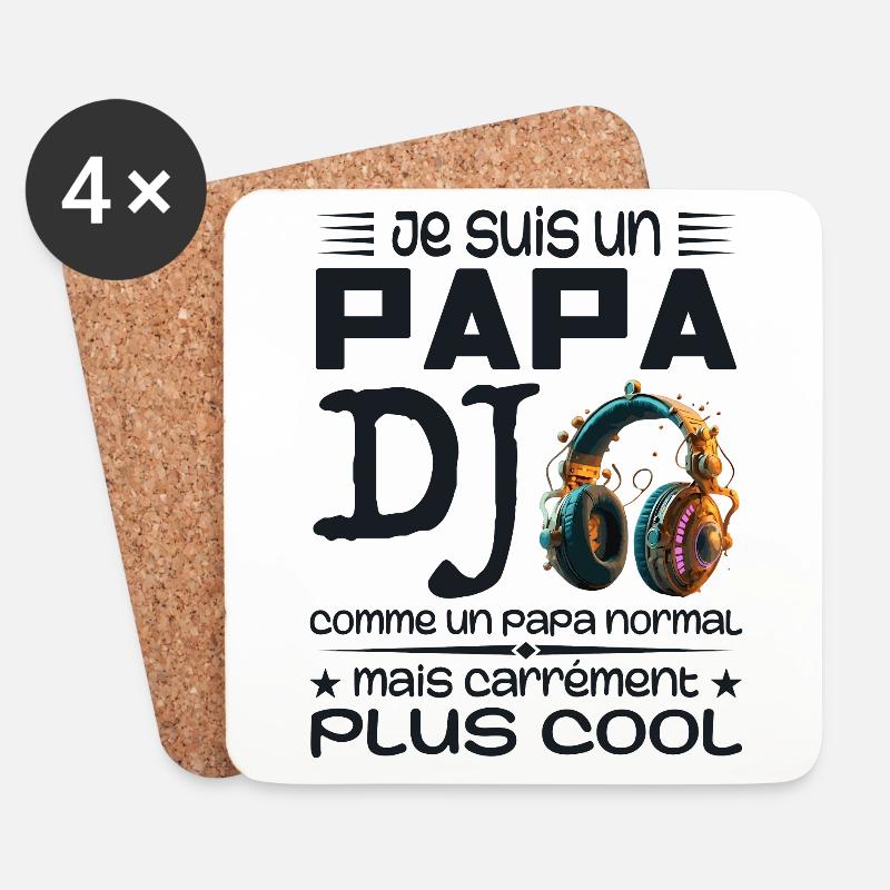 DJ Dad - Papa DJ Geschenk - Untersetzer (4er-Set) - Weiß