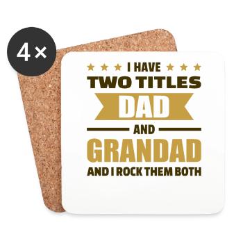 J’ai deux titres : Papa et Grand-père : Grand-père pour la fête des pères - Dessous de verre (lot de 4) - blanc - Devant