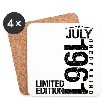 Birthday July 1961 July born in July 19 - Coasters (set of 4) - white - Front