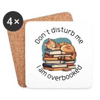 I am Overbooked Bücher Katzen lustiges Design - Untersetzer (4er-Set) - Weiß - Vorne