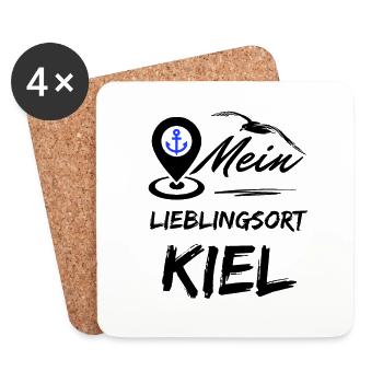 Kiel my favorite place-Hanseatic city of Kiel-Seagull, anchor - Coasters (set of 4) - white - Front