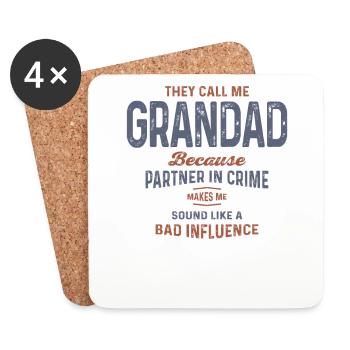Grand-père partenaire dans le crime et fier de l’être - Grand-père - Dessous de verre (lot de 4) - blanc - Devant