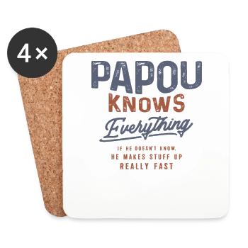 Papou sait tout - Fête des grands-parents - Dessous de verre (lot de 4) - blanc - Devant
