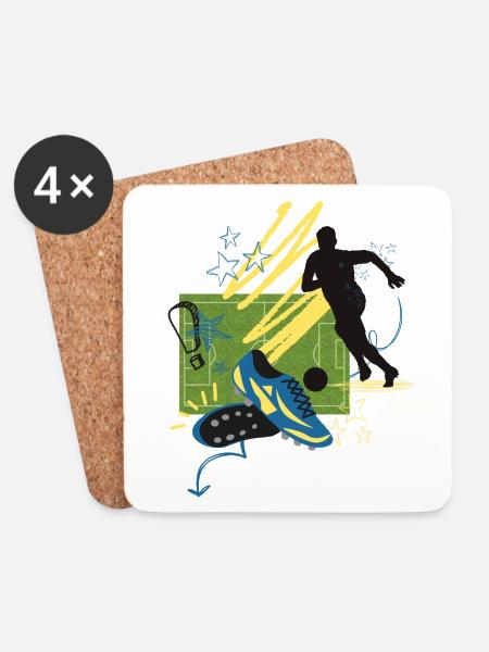Football T-shirt and more - Coasters (set of 4) - white