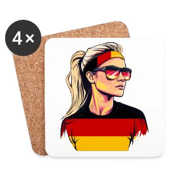 Deutschland Flagge Fahne Frau Sonnenbrille Fan - Untersetzer (4er-Set) - Weiß - Vorne