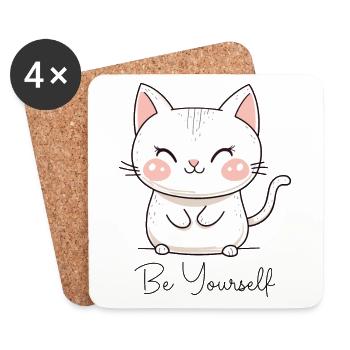 Chat Être Soi-même Amour Motivation - Dessous de verre (lot de 4) - blanc - Devant