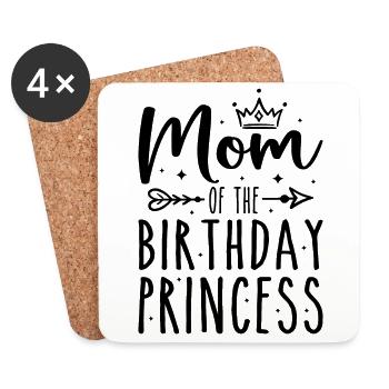 Mama Des Geburtstags Prinzessin Mädchen Lustiger Geburtstag - Untersetzer (4er-Set) - Weiß - Vorne