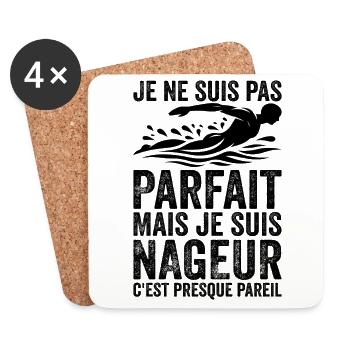 Nageur - Je Ne Suis Pas Parfait Je Suis Nageur - Dessous de verre (lot de 4) - blanc - Devant