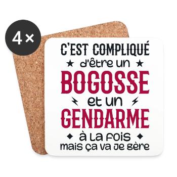 It's complicated to be a bogosse and a gendarme - Coasters (set of 4) - white - Front