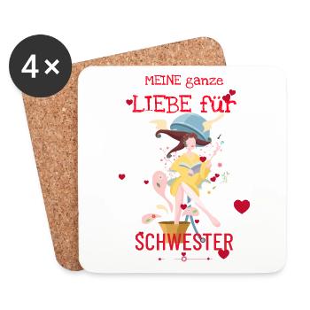 All my love for sister - Coasters (set of 4) - white - Front