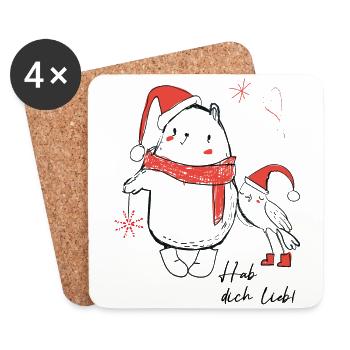 hab dich lieb, Weihnachten - Untersetzer (4er-Set) - Weiß - Vorne
