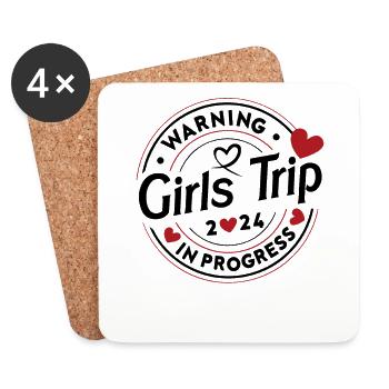 Warning Girls Trip 2024 Vacation Love Heart - Coasters (set of 4) - white - Front