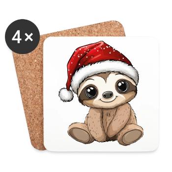 Sloth Christmas Cute Cute Christmassy - Coasters (set of 4) - white - Front