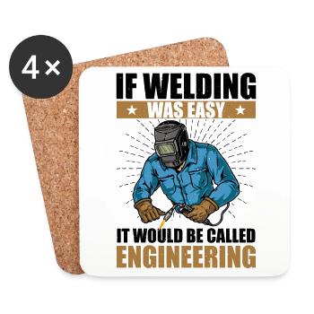 if welding was easy it would be called engineering - Dessous de verre (lot de 4) - blanc - Devant