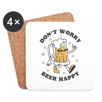 Don't Worry Beer Happy - Coasters (set of 4) - white - Front