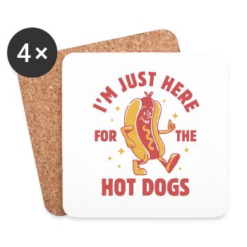 Ich bin nur wegen der Hot Dogs hier - Untersetzer (4er-Set) - Weiß - Vorne