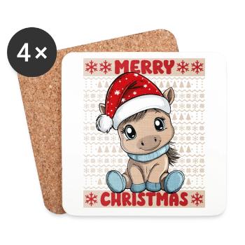 Cheval Noël Mignon Noël mignon - Dessous de verre (lot de 4) - blanc - Devant