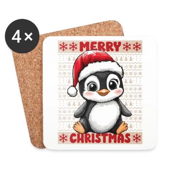 Pingouin Noël Mignon Noël mignon Noël - Dessous de verre (lot de 4) - blanc - Devant