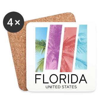 Floride États-Unis Miami Amérique Été Palmiers Plage - Dessous de verre (lot de 4) - blanc - Devant