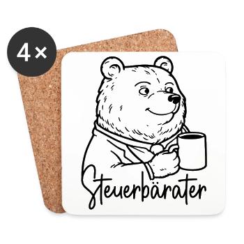 Steuerberater Bär Kaffeetasse Kaffee Steuerbärater - Untersetzer (4er-Set) - Weiß - Vorne