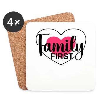 Family First - Herz & Liebe - Untersetzer (4er-Set) - Weiß - Vorne