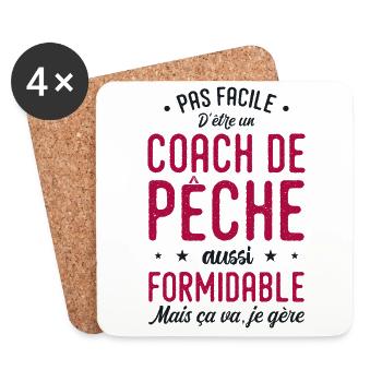 Coach Pêche Formidable Cadeau Pêche Pêcheur - Dessous de verre (lot de 4) - blanc - Devant