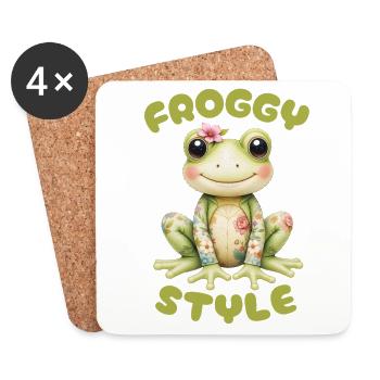 Froggy Style - Cute Frog - Coasters (set of 4) - white - Front