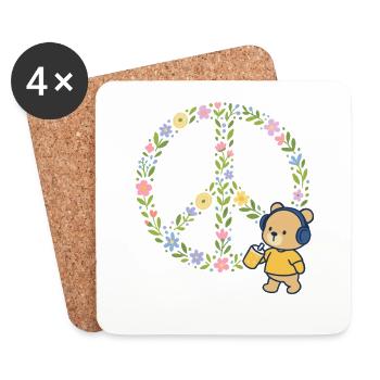 Peace Flowers Blossoms - Coasters (set of 4) - white - Front