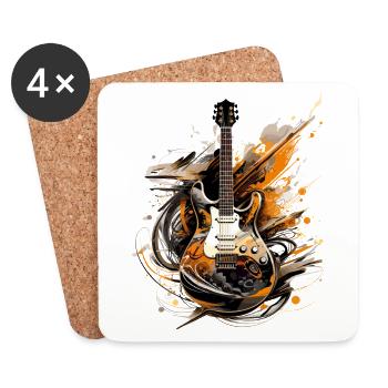 Guitare électrique Guitare Guitariste Instrument de musique Rock - Dessous de verre (lot de 4) - blanc - Devant