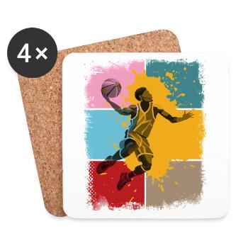 Basket-ball basketteur basketteur Fan Vintage Rétro - Dessous de verre (lot de 4) - blanc - Devant